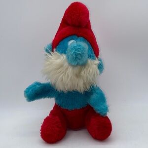 Vintage The Smurfs Papa Smurf 8” Stuffed Animal Toy - Red and Blue 1981